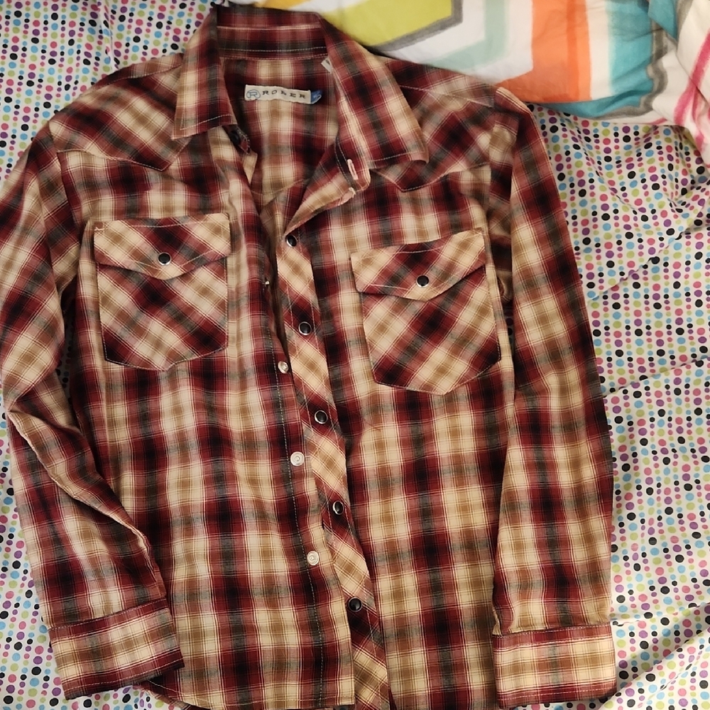 Roper Red and Cream Plaid Shirt